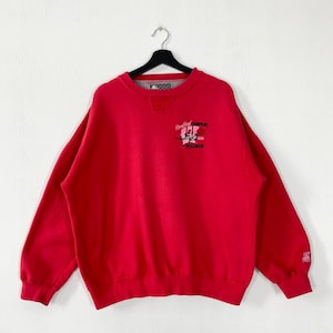 Vintage 90s University Wisconsin Sweatshirt Wisconsin Crewneck Wisconsin Sweater Pullover Wisconsin Badgers Embroidered Logo Red Large