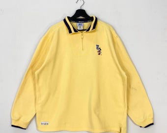 Bluza z okrągłym dekoltem w stylu vintage z lat 90. z Myszką Minnie i Goofy Pluto, Kaczor Donald, Myszka Miki, haftowane logo, żółty XL