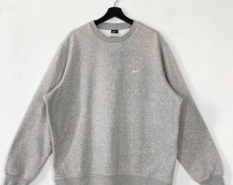 Vintage Nike Sweatshirt Crewneck Pullover Nike Air Sportswear Jumper Nike Swoosh Embroidered Logo Grey XXLarge