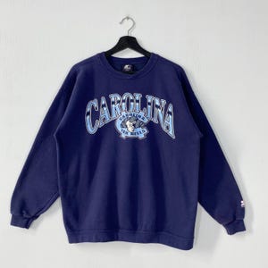 Vintage 90s University North Carolina Sweatshirt North Carolina Crewneck Carolina Sweater North Carolina Tar Heels Print Logo Blue Medium