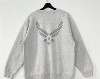 Vintage 90s Air Force Sweatshirt Air Force Crewneck Air Force Academy Sweater Pullover Military United State Air Force Print Logo Large
