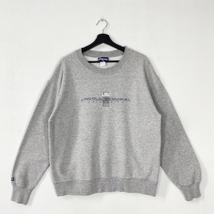 Vintage 90s Lincoln Memorial University Sweatshirt Lincoln Crewneck Lincoln Sweater Lincoln Memorial Railsplitters Print Logo Grey Medium