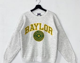 Vintage 90er Jahre Baylor Universität Sweatshirt Crewneck Pullover Baylor Bears Print Logo Grau S