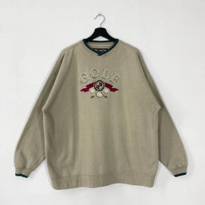 Vintage golfsweater Golf ronde hals St. Andrews trui trui Harvey Penick Golf Club Golf Art geborduurd logo bruin XXLarge