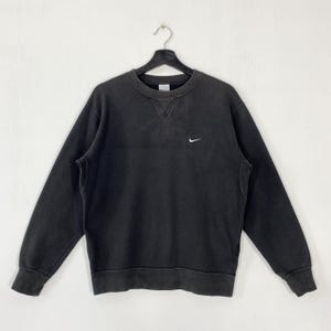 Vintage Nike Sweatshirt Nike Crewneck Nike Swoosh Sweater Pullover Nike Air Sportswear Jumper Nike Swoosh Embroidered Logo Black Small