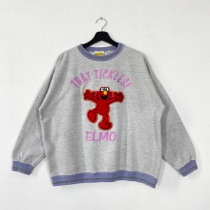 Vintage 90s Sesame Street Sweatshirt Elmo Crewneck Sesame Street Elmo Sweater Pullover Big Bird Cookie Monster Elmo Embroidered Logo Medium