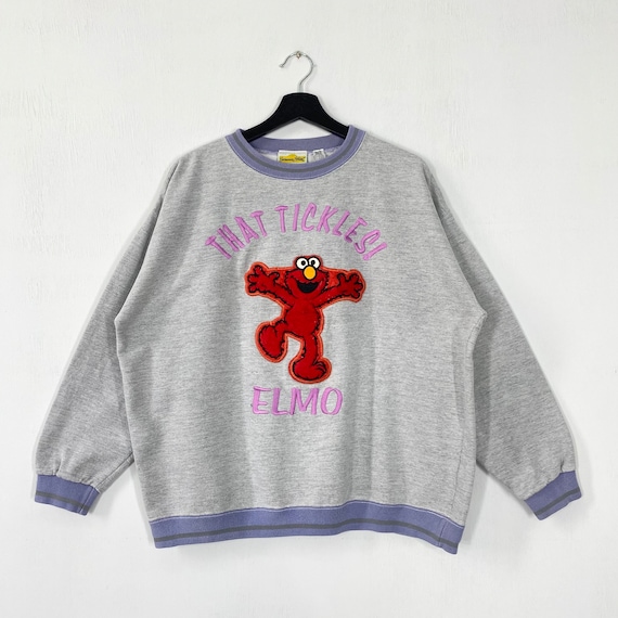 Vintage 90s Sesame Street Sweatshirt Elmo Crewneck Sesame Street Elmo Sweater Pullover Big Bird Cookie Monster Elmo Embroidered Logo Medium Etsy