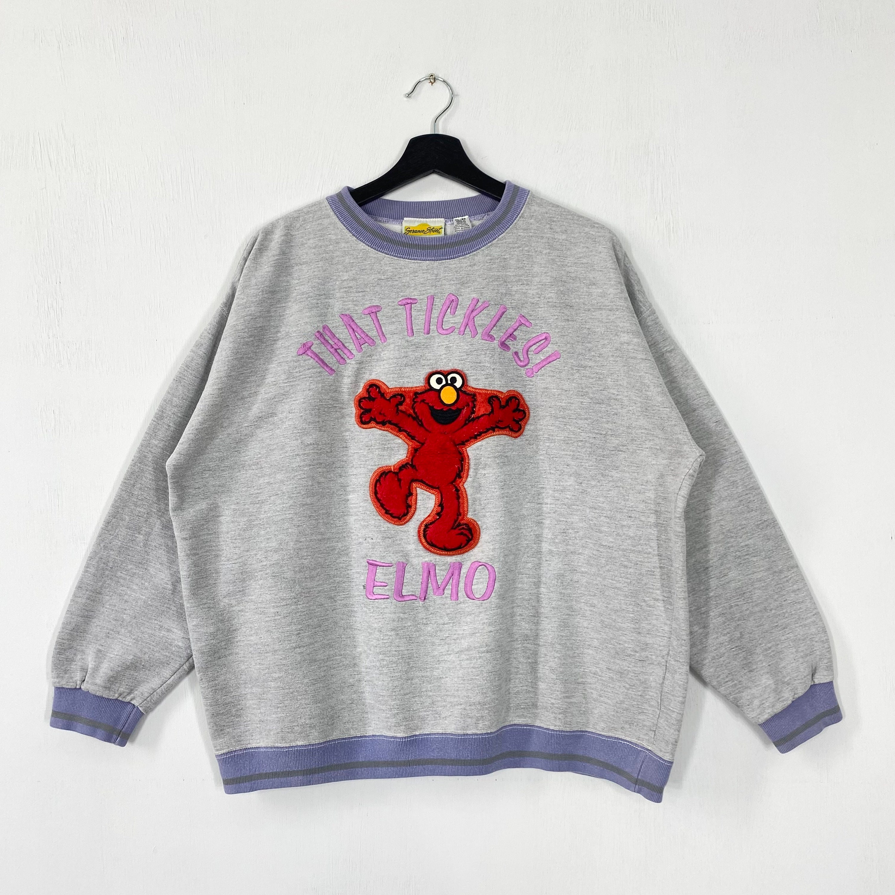 Vintage 90s Sesame Street Sweatshirt Elmo Crewneck Sesame Street Elmo Sweater Pullover Big Bird Cookie Monster Elmo Embroidered Logo Medium Etsy UK