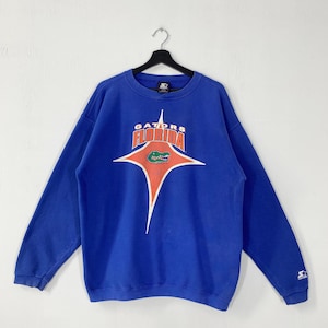 Vintage 90s University Florida Sweatshirt Crewneck Pullover Florida Gators Print Logo Blue Large