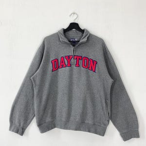 Vintage University Dayton Sweatshirt University Dayton Crewneck Dayton Sweater Pullover Dayton Flyers Embroidered Logo Grey Large