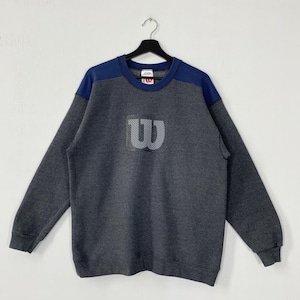 Vintage 90s Wilson Sweatshirt Wilson Crewneck Wilson Sweater Pullover Wilson Equipment Sportswear Wilson Print Logo Grey Large