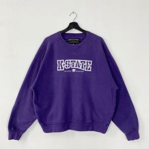 Vintage Kansas State University Sweatshirt Kansas State Crewneck Kansas Sweater Pullover Kansas State Wildcats Embroidered Logo Purple Large