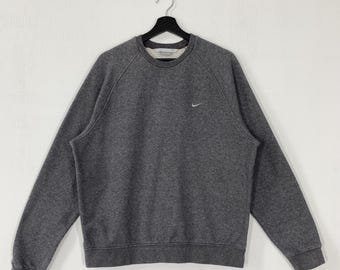 Vintage Nike Sweatshirt Crewneck Pullover Nike Air Sportswear Jumper Nike Swoosh Embroidered Logo Grey Medium