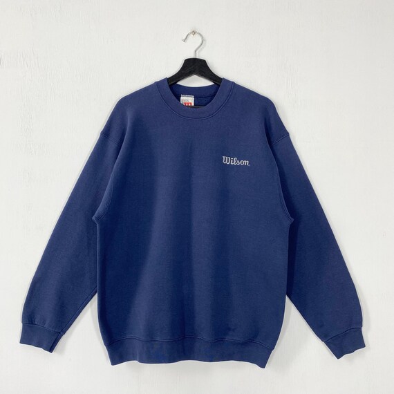 Vintage 90s Wilson Sweatshirt Wilson Crewneck Wilson Sweater Pullover Wilson Equipment Sportswear Wilson Embroidered Logo Blue Large