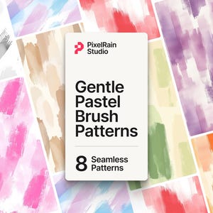 Zachte pastelpenseelpatronen – naadloze digitale prints, boho-aquarelachtergronden, afdrukbaar betegeld pastelkleurige penseelstreekpapier