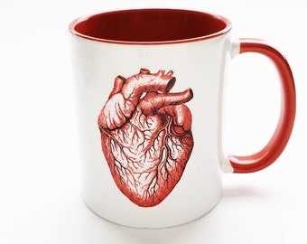 Coffee Mug Anatomical Heart medical coworker gift for him stocking stuffer men valentine home decor goth macabre human body cup anatomy geek