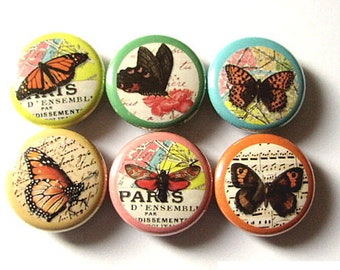Butterfly Button Pins badges magnets nature butterflies wedding shower spring party favors stocking stuffers birthday gifts flair garden