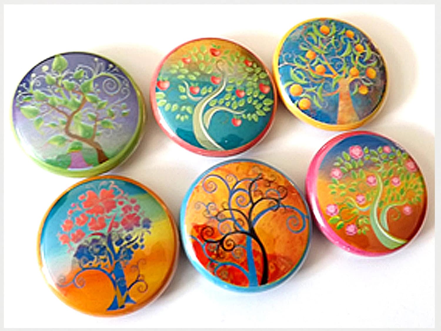 Fridge Magnet Set Nature Trees Leaves Flowers Fall Autumn Retro ...