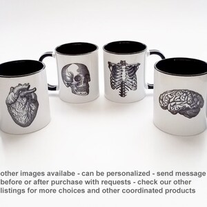 Human Anatomy Mugs Cup Gift Set Black White Anatomical Heart Medical ...