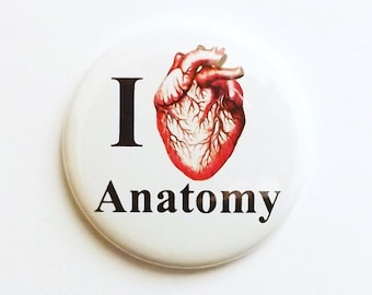 I Heart Anatomy Magnet anatomical heart geekery med student gift science biology party favors stocking stuffers human body novelty pins goth