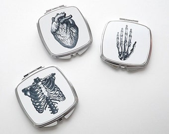 Anatomy Gift Compact Mirror anatomical heart medical for her skeleton graduation science nurse practitioner physician assistant goth grey's