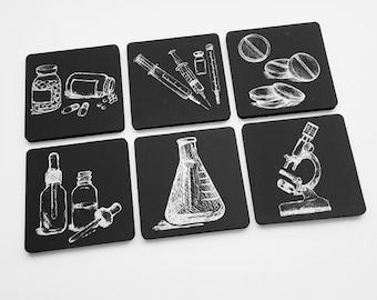 Pharmacist Drink Coasters Gift Set medication pharmacy prescription graduation party favors Rx