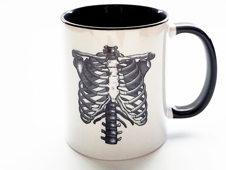 Human Anatomy Mugs Cup Gift Set Black White Anatomical Heart Etsy