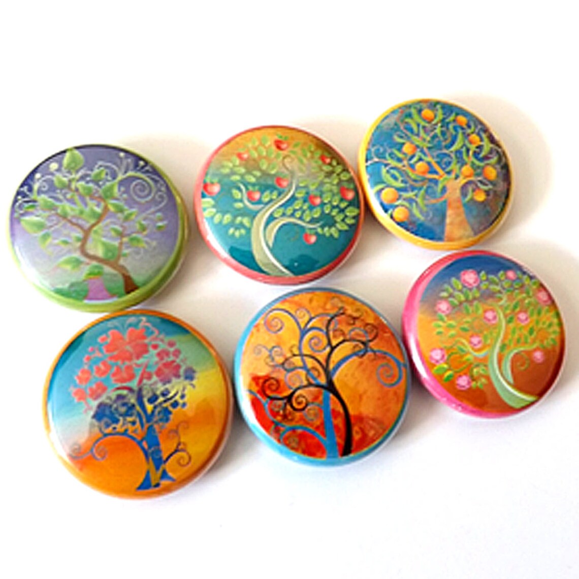 Fridge Magnet Set Nature Trees Leaves Flowers Fall Autumn Retro ...