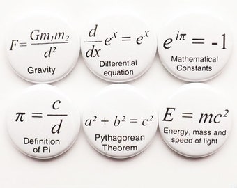 Math Teacher Stocking Stuffer Formulas arithmetic Magnets Button Pins Coasters Pi Day back to school science equation gift geek party favor