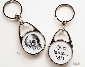 Skull Keychain doctor nurse gift custom personalized medical graduation student physician assistant goth anatomy party favor tech human body