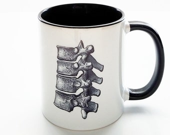 Coffee Mug Spine Vertebrae graduation gift cup medical anatomy coworker goth home decor doctor physical therapist chiropractor tea man med