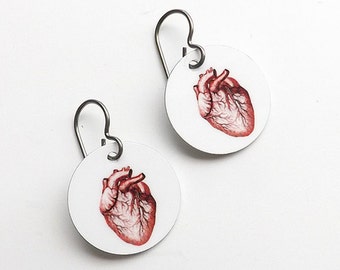 Anatomical Heart Earrings Medical School Graduation jewelry gift skull doctor nurse practitioner physician assistant student anatomy teacher