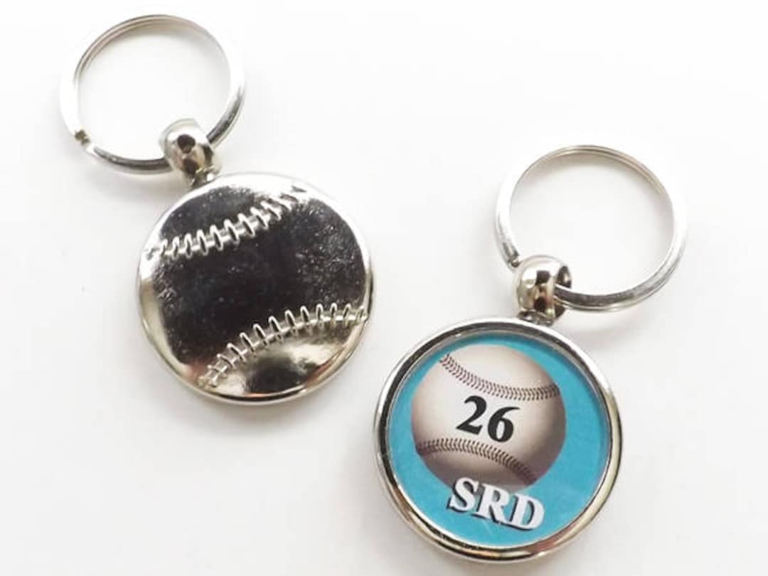 Baseball Keychain Sports Gift Coach Teacher Initials Number Custom Name ...