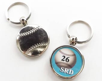Baseball Keychain sports gift coach teacher initials number custom name personalized logo photo school mom dad grandpa grandfather