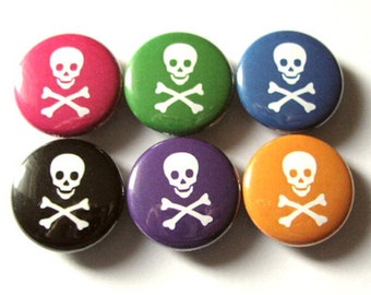 Pirate skulls crossbones refrigerator magnets pastel goth fridge stocking stuffer party favor funky flair pins novelty geekery home kitchen