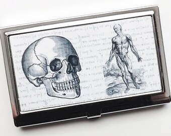 Skull Business Card Holder medical student graduation doctor gift for her him goth stocking stuffer nurse physician assistant male office