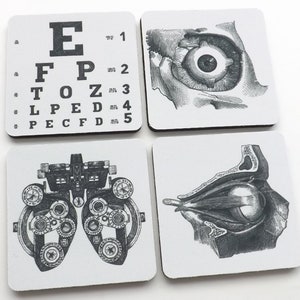 Eye Doctor Drink Coasters optometrist ophthalmologist anatomy optical gift set graduation party favors stocking stuffers black white image 3