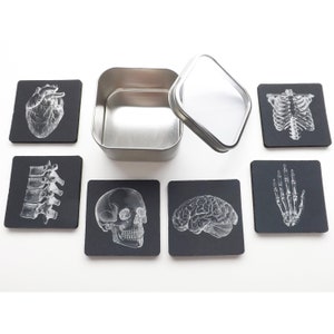 Doctor Medical School Graduation Gift Coaster goth future male nurse practitioner physician assistant anatomical heart skeleton med student image 1