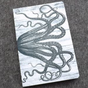 Tentacles Gift Notebook felt blank artist sketch book masculine notepad journal note goth kraken cthulhu octopus sea ocean nautical coastal image 1