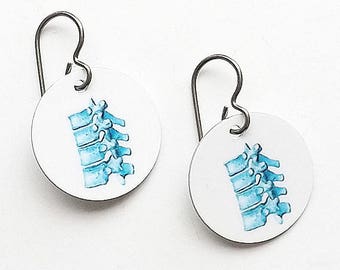 Spine Earrings chiropractor jewelry gift doctor physical therapist chiropractor physician assistant med school student anatomy vertebrae dc