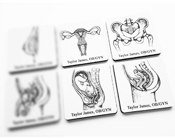 Custom Female Anatomy drink coasters uterus ovaries pelvis reproduction gynecology gynecologist gift nurse physician assistant breast baby