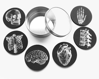 Anatomy Coaster future doctor male nurse medical student physician assistant gift stocking stuffer black white goth home decor gothic school
