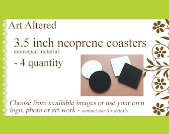 4 Coasters neoprene / rubber custom personalized graduation family reunion save the date party favors stocking stuffers wedding baby shower