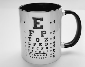 Snellen Eye Chart Coffee Mug optometrist ophthalmologist school graduation gift cup medical coworker goth home decor doctor vision optical