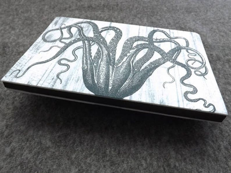 Tentacles Gift Notebook felt blank artist sketch book masculine notepad journal note goth kraken cthulhu octopus sea ocean nautical coastal image 3