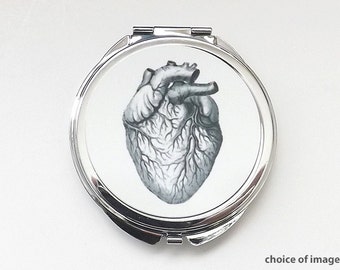 Anatomical Heart Medical med student gift for her pocket COMPACT MIRROR anatomy doctor nursing party favors geekery goth physician assistant