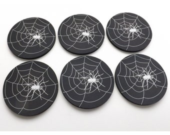 Spider Web Drink Coaster gift set spooky Halloween home goth decor hostess housewarming trick or treat party favor geekery color choice goth
