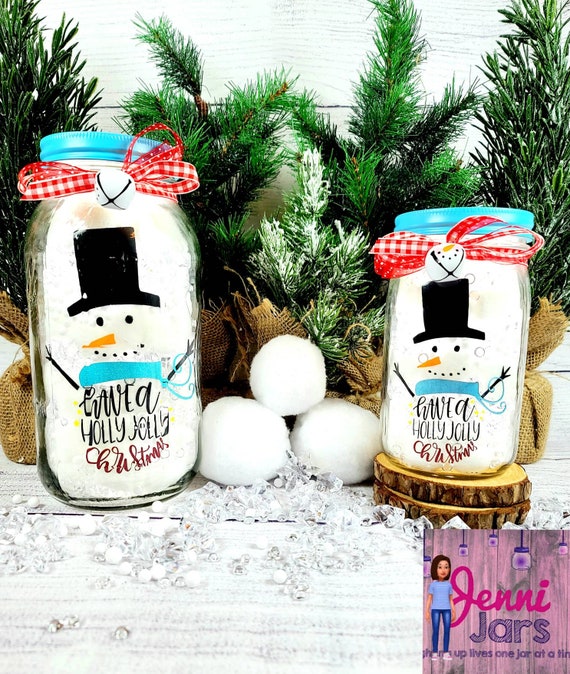 Farmhouse Christmas Snowman Mason Jar Light Decor, Holiday Kitchen  Centerpiece, Mason Jar Light, Gifts for Mom, Snowmen Gifts, Holiday Table 