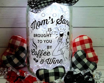 Mom humor gift, farmhouse mason jar light, kitchen centerpiece, retro decor, birthday gift for her, mason jar decor, kitchen light