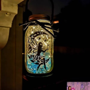 Farmhouse butterfly light up windchime patio decor backyard wind chime solar mason jar fairy lantern butterfly gifts gift for her